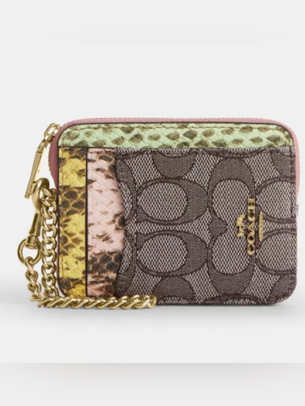 Coach Multicolor Signature Python-Trim Chain Wristlet